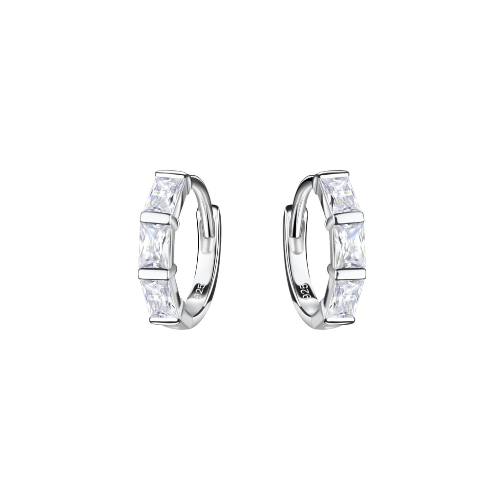 Créoles huggie géométriques en argent 11 mm