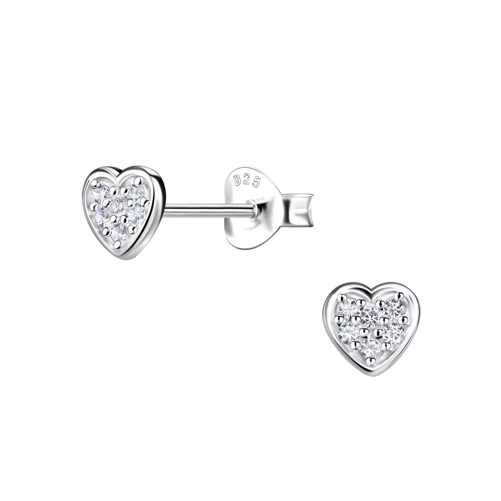 [10031581] Silver Heart Stud Earrings