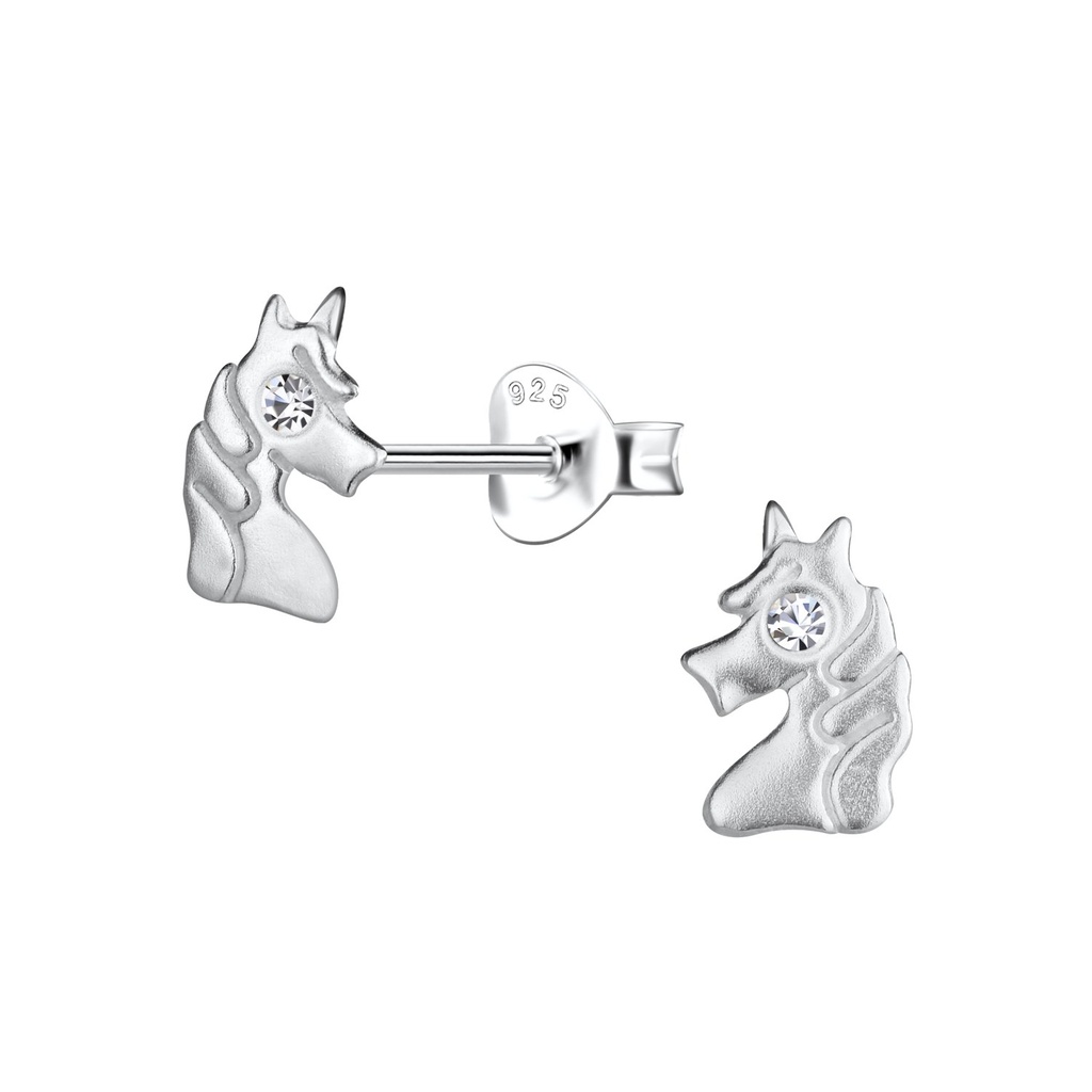 [10031611] Silver Unicorn Stud Earrings