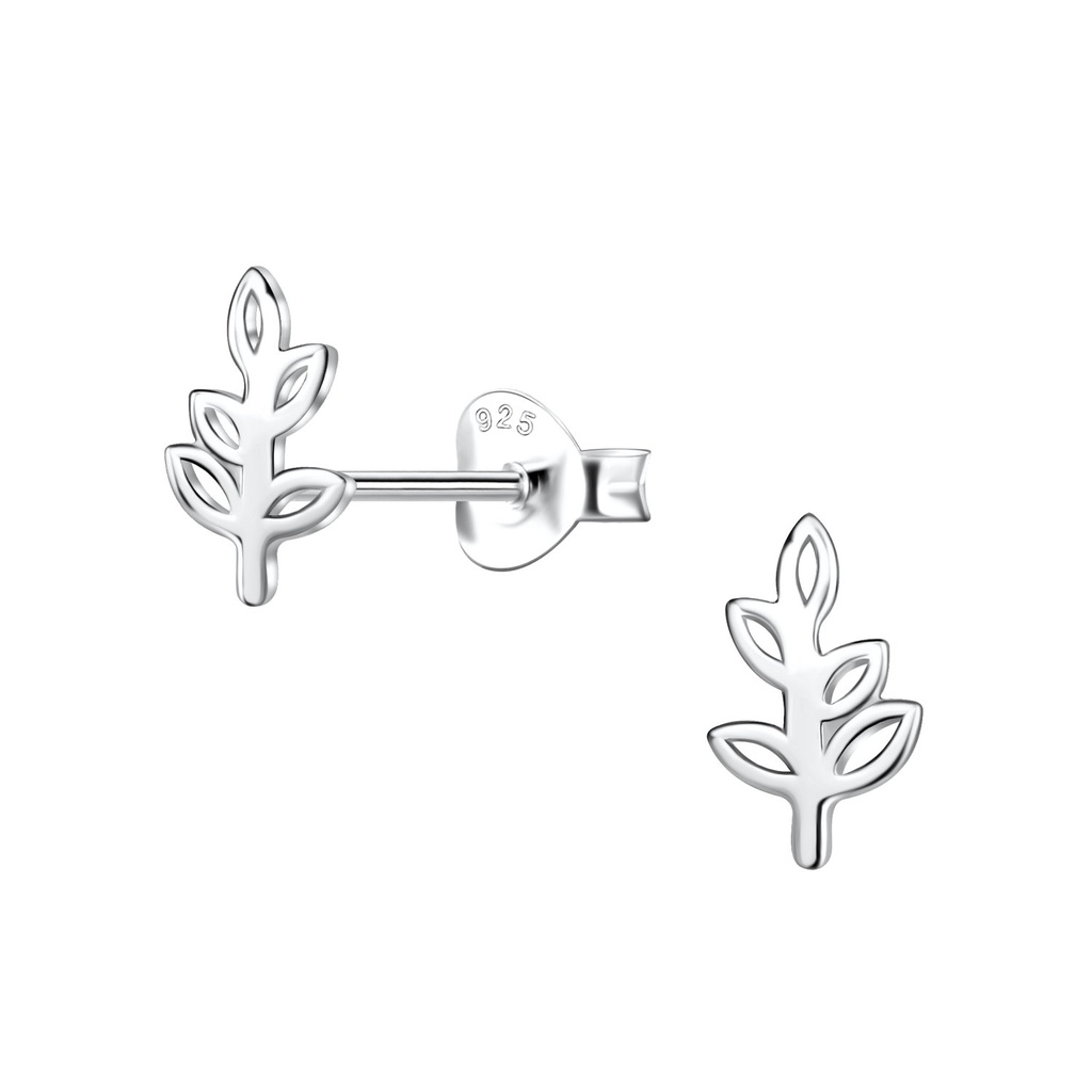Puces d'oreilles feuille en argent