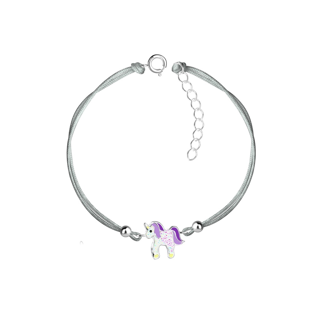 [10014108] Silver Unicorn Cord Bracelet