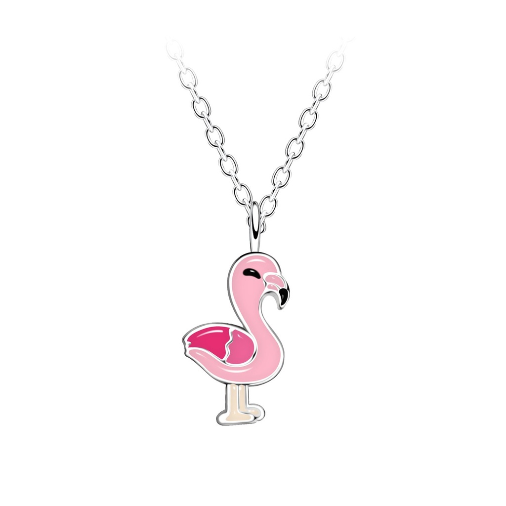 Collier flamant rose en argent