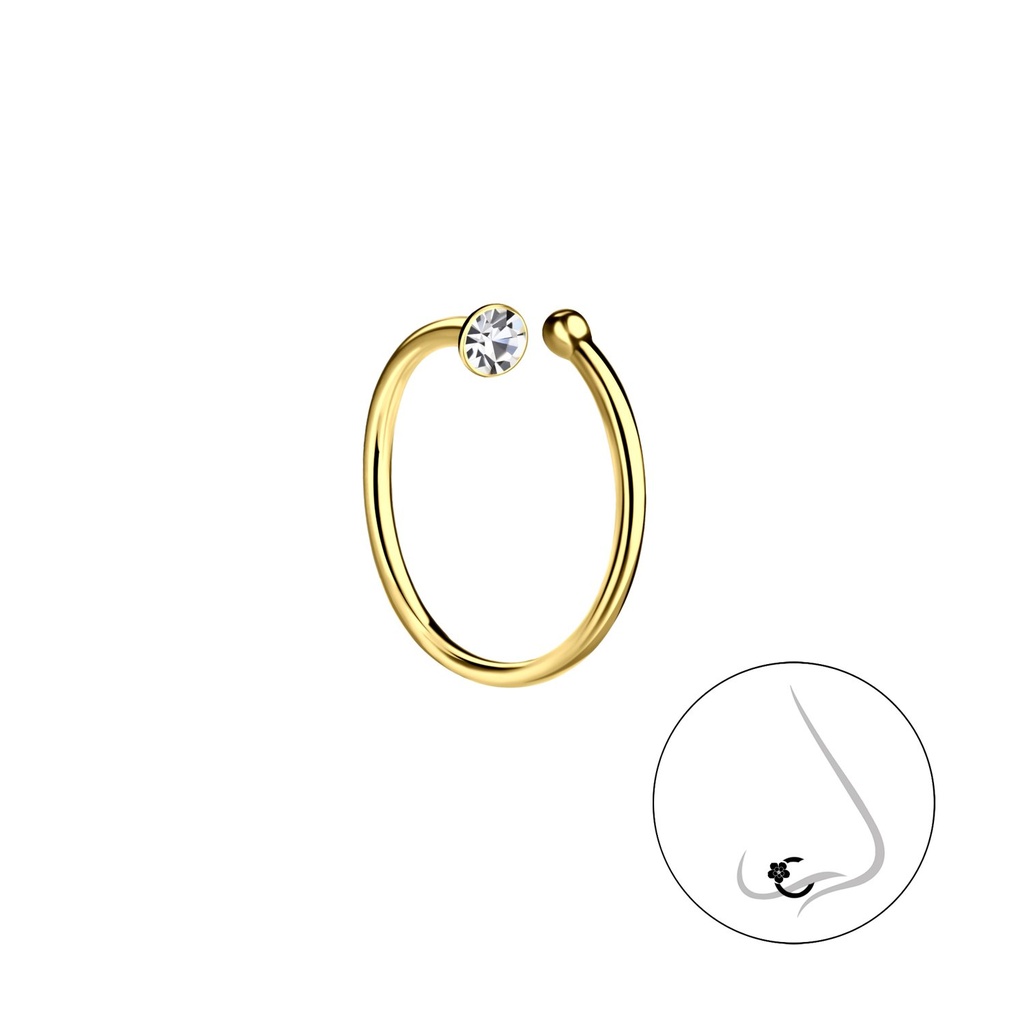 10mm Crystal Silver Nose Ring