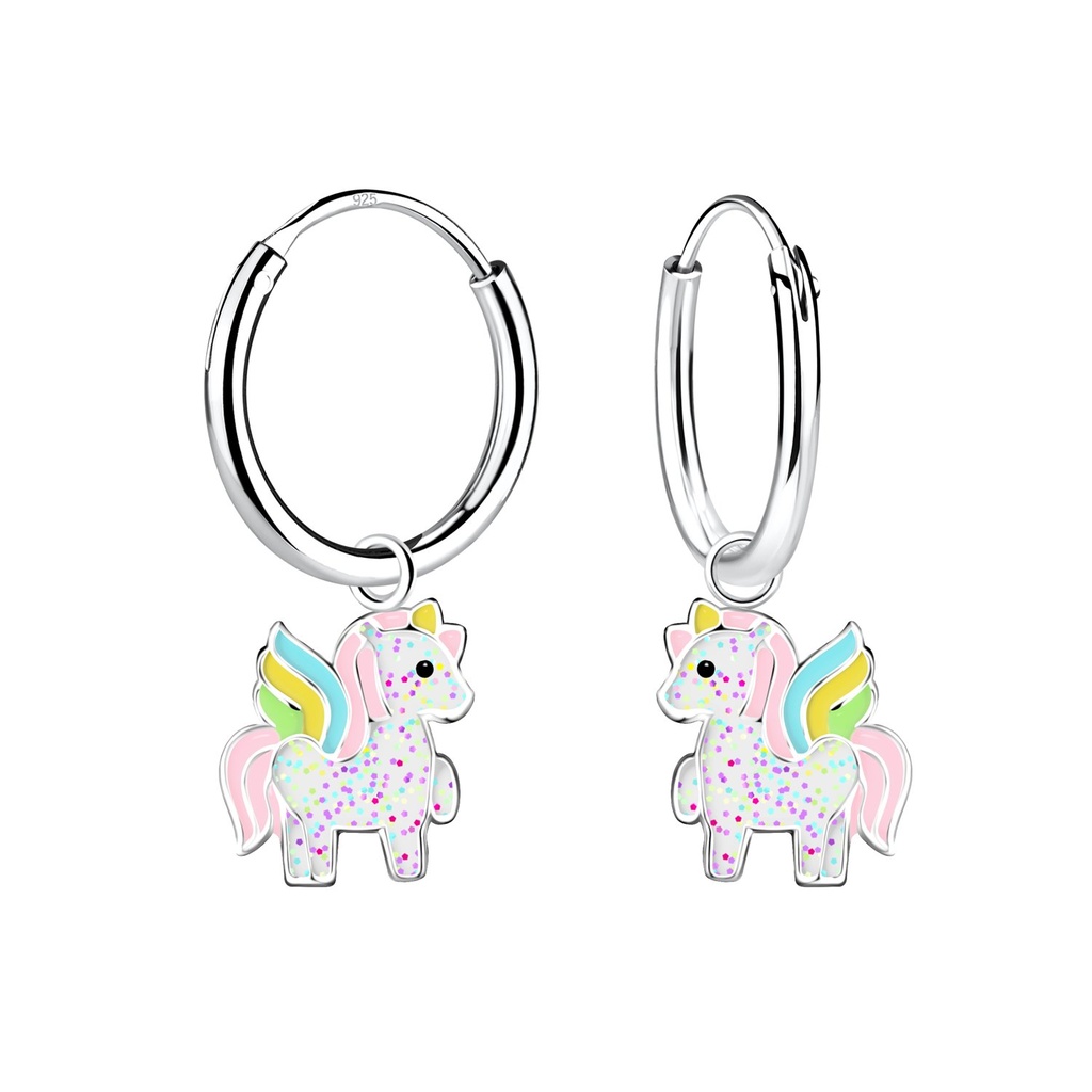 Créoles breloque licorne en argent