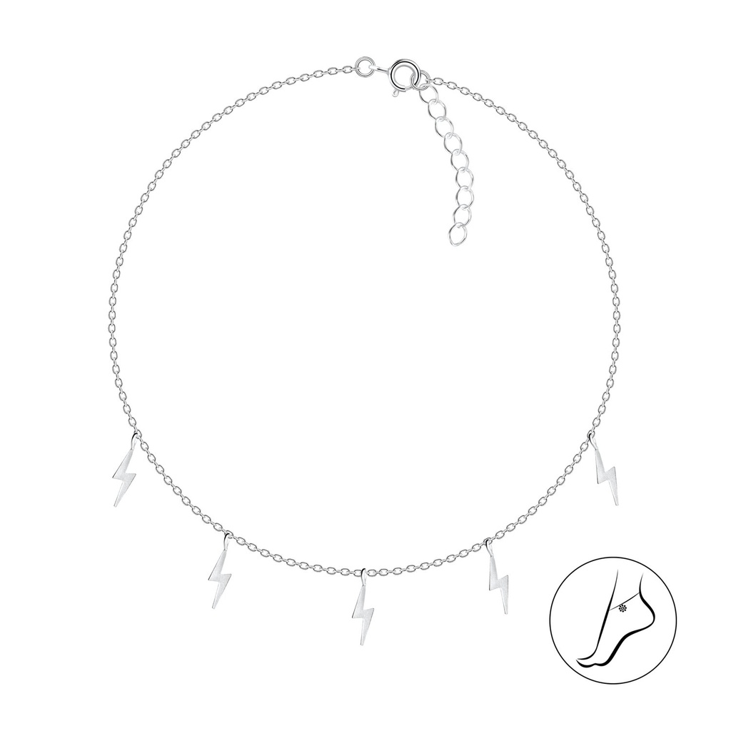 Silver Thunder Bolt Anklet