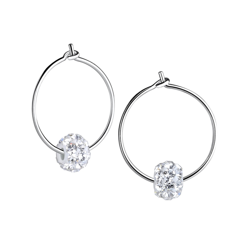 Créoles boule en argent cristal 6 mm