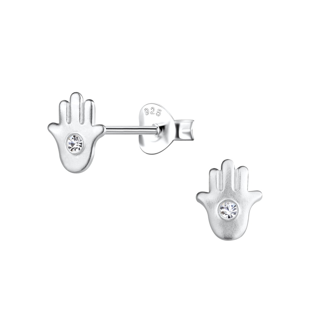 Puces d'oreilles main de Fatma en argent