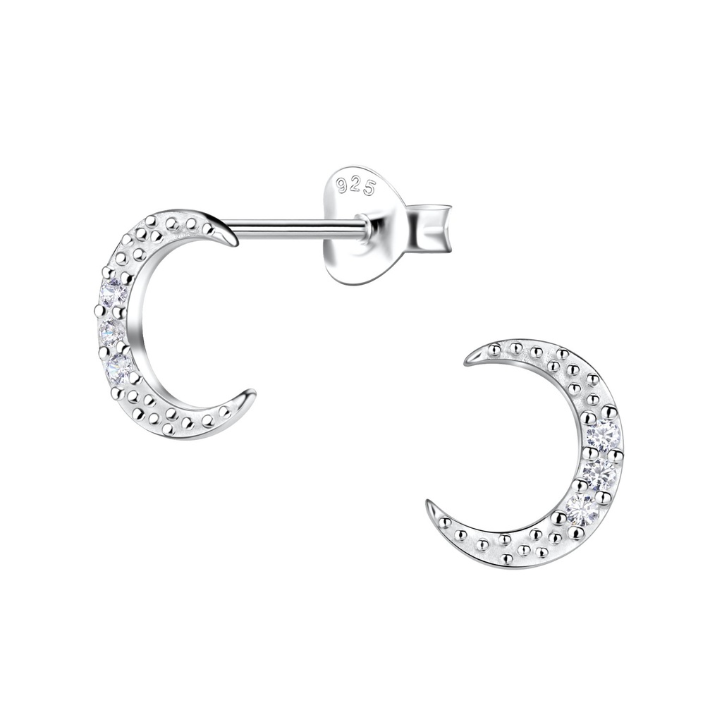 Puces d'oreilles lune en argent