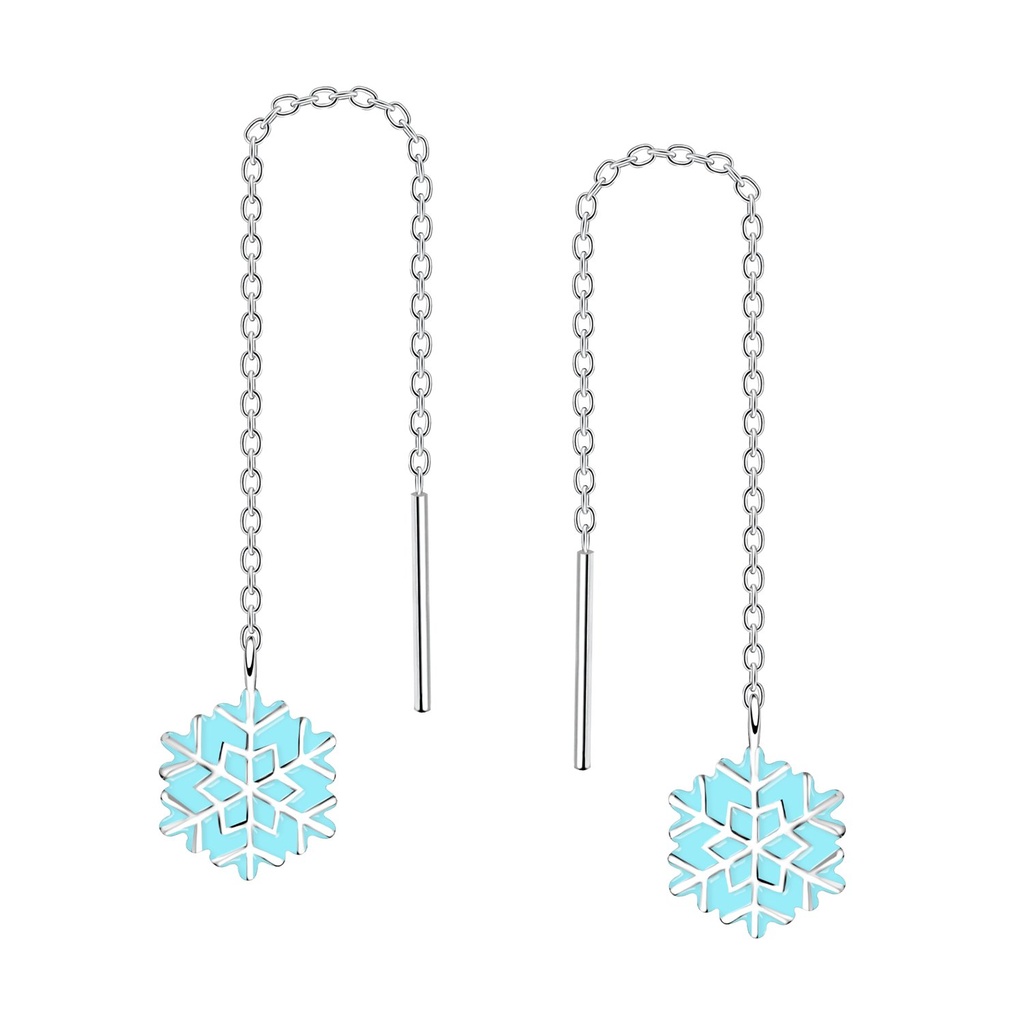 [10015228] Boucles d'oreilles à enfiler flocon de neige en argent