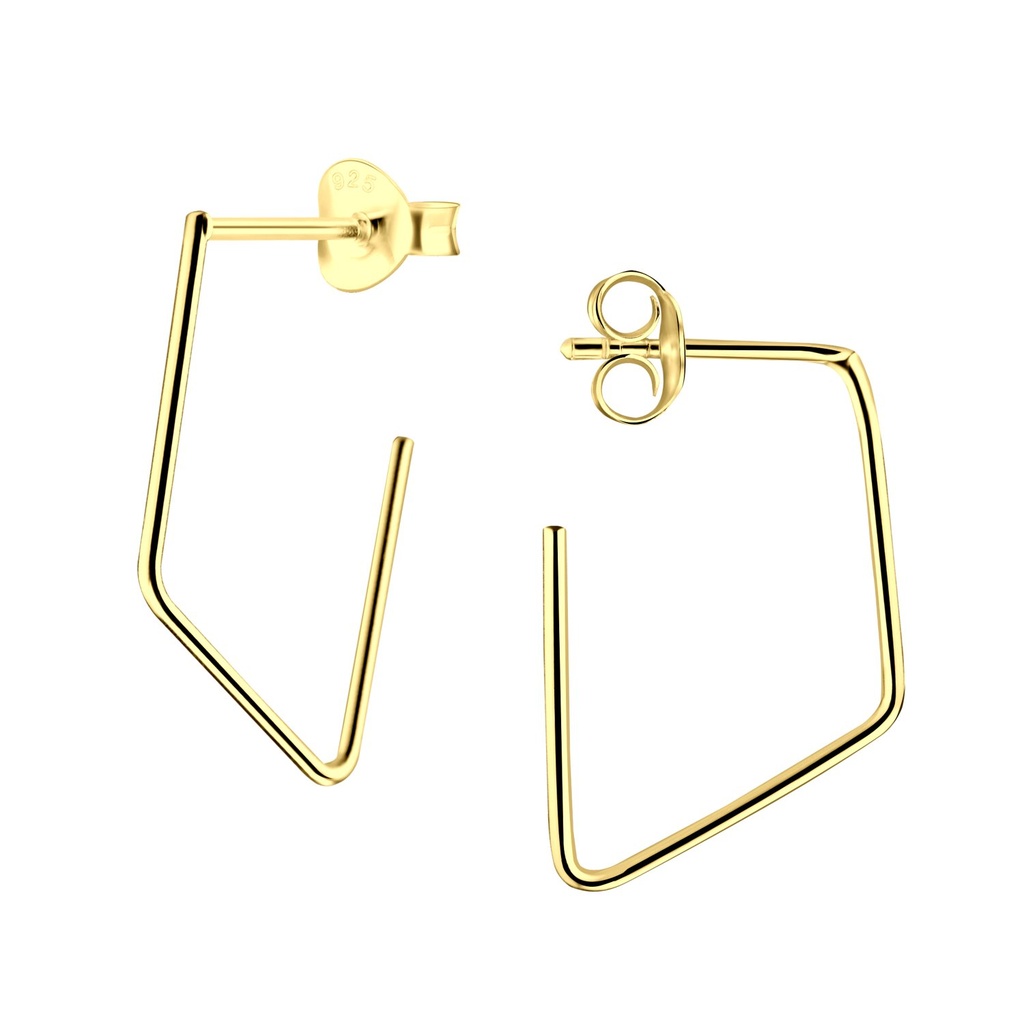 [10023316] Silver Geometric Stud Earrings