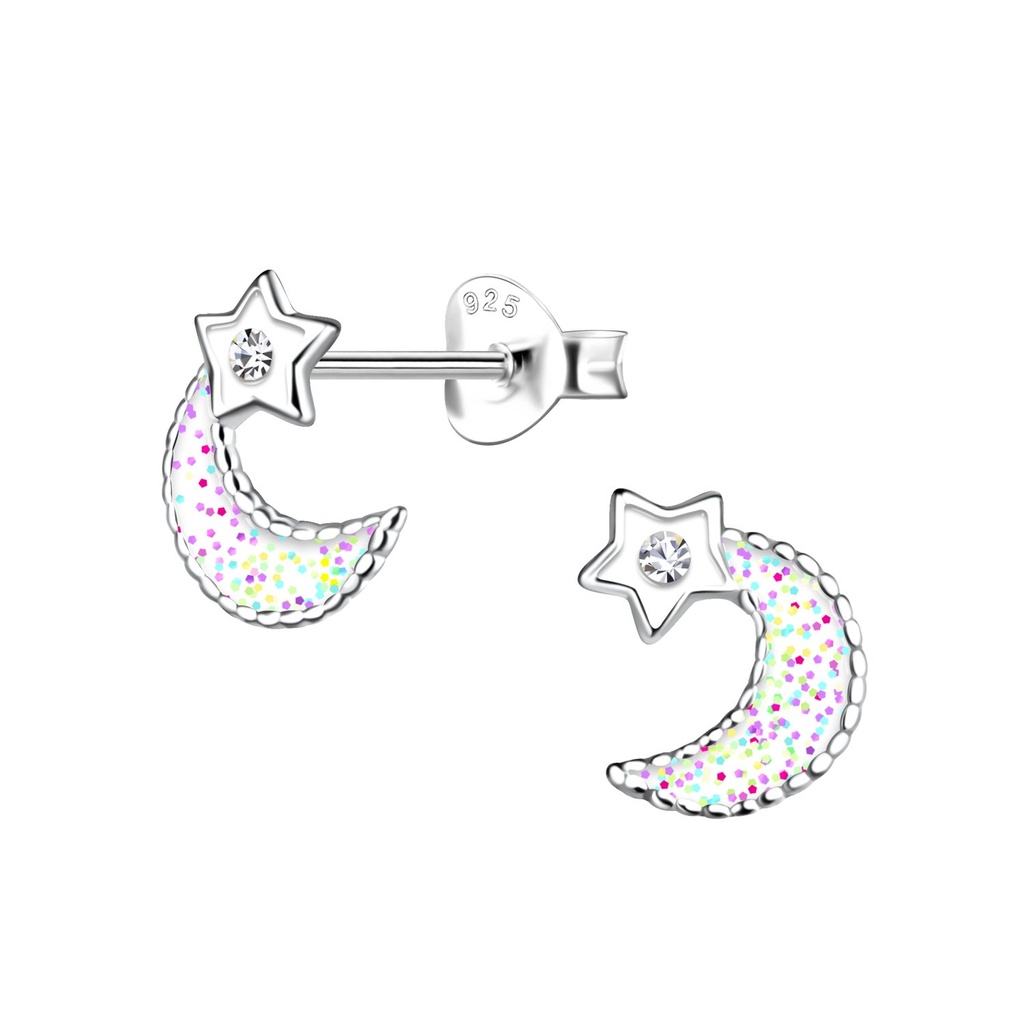Silver Moon Stud Earrings