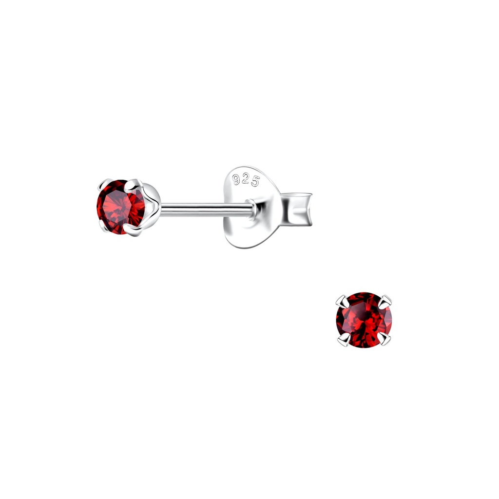 3mm Round Cubic Zirconia Silver Stud Earrings