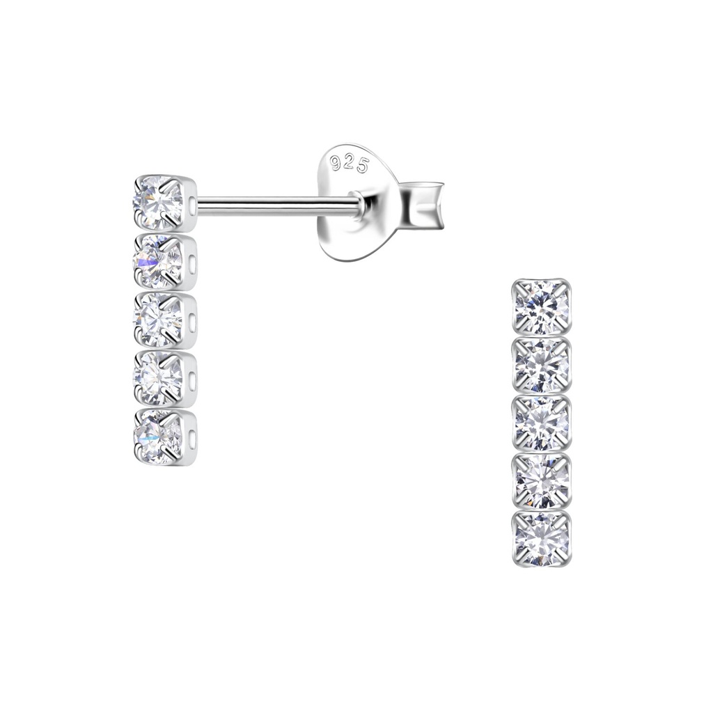 Puces d'oreilles barre tennis en argent