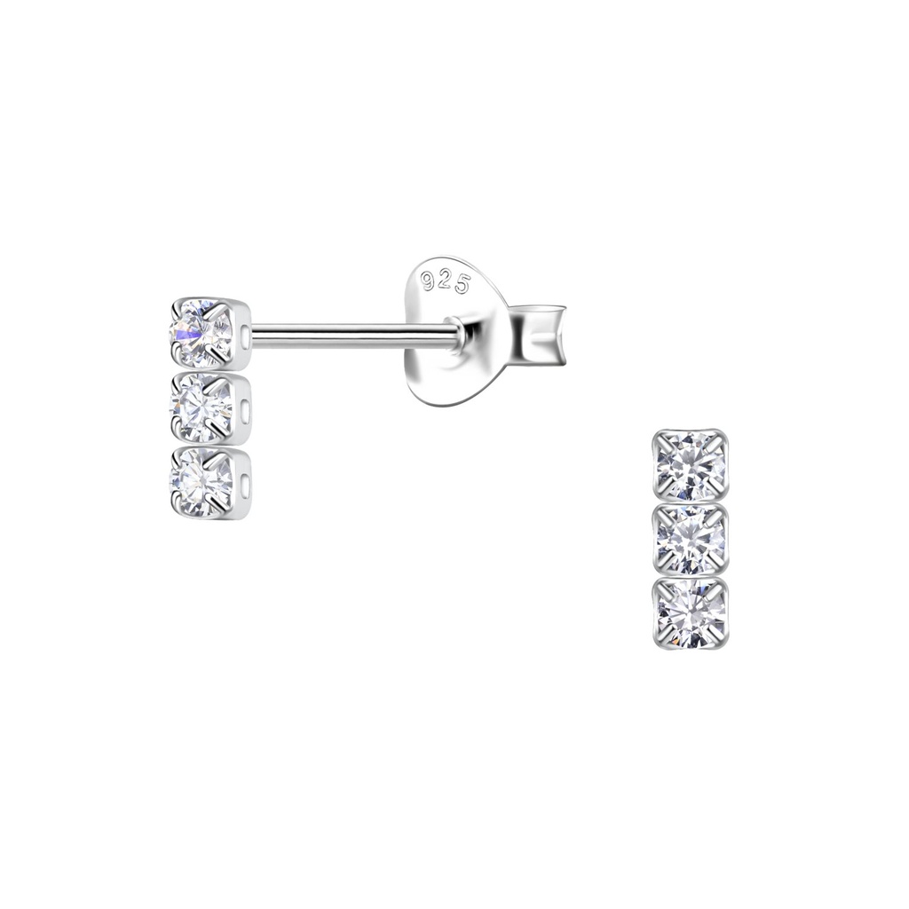 Silver Tennis Bar Stud Earrings