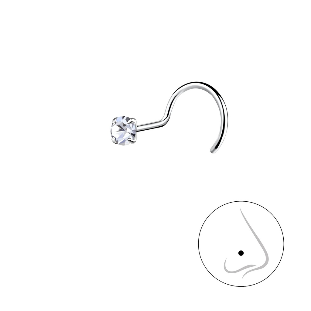 Clou de nez spinner en argent cristal 2.5 mm