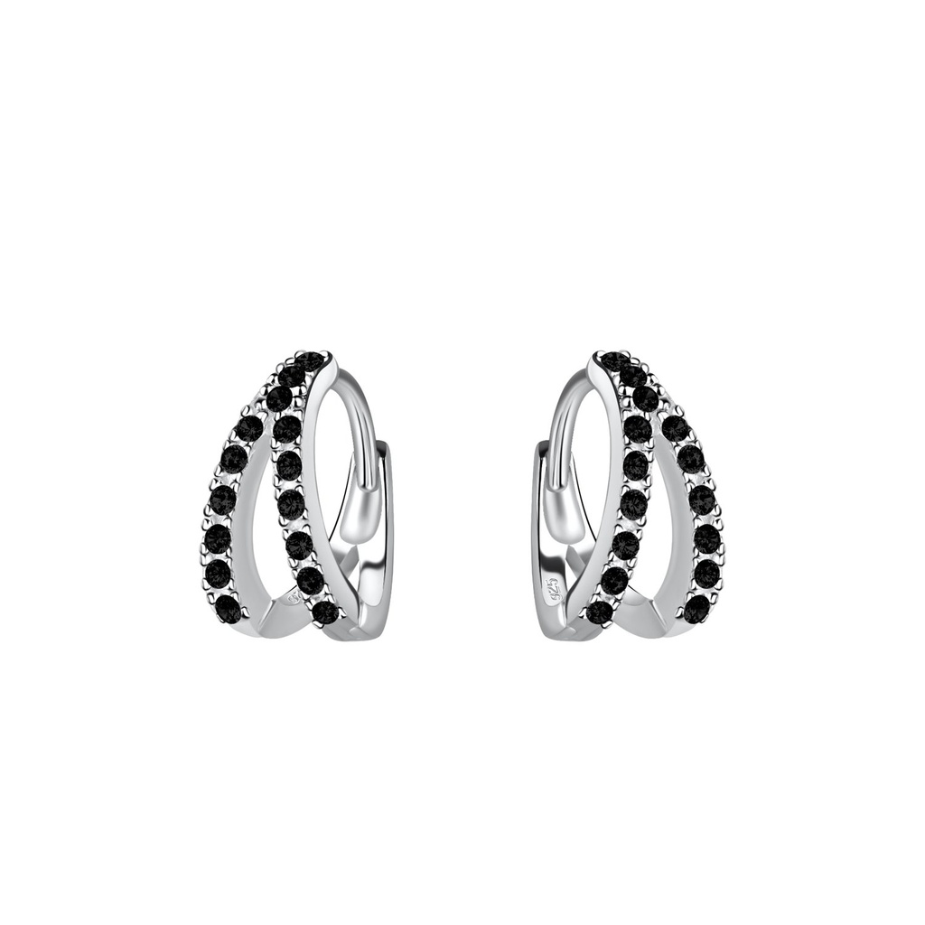 Silver Double Line Huggie Earrings