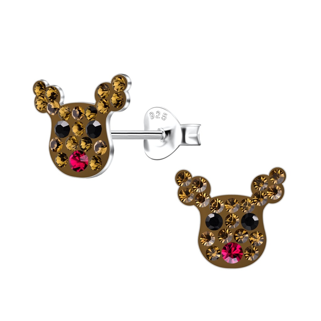 Silver Reindeer Stud Earrings