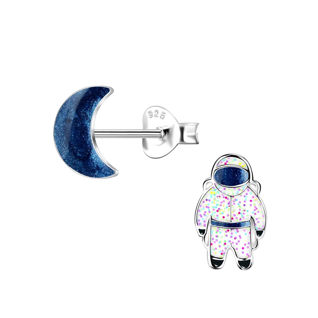 Silver Space Stud Earrings