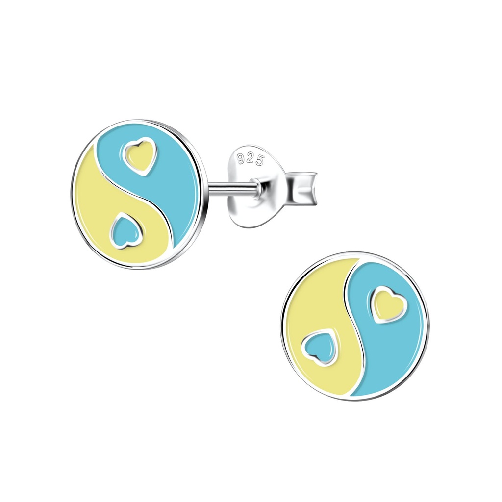 Puces d'oreilles yin yang en argent