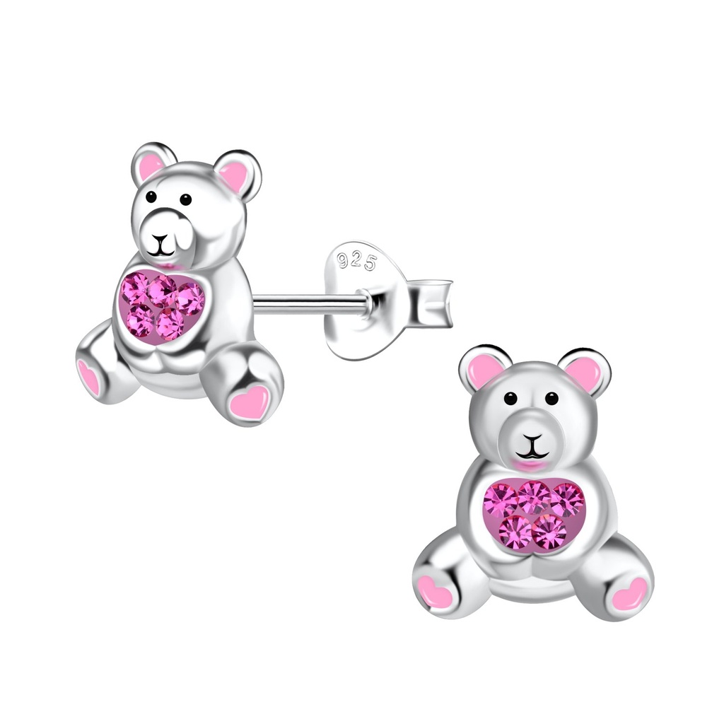 Puces d'oreilles ours en argent