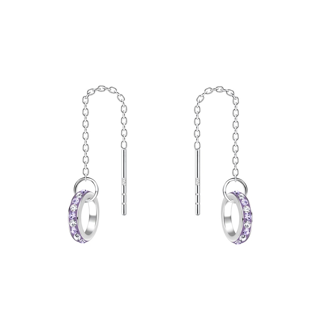 Silver Thread Through Crystal Earrings