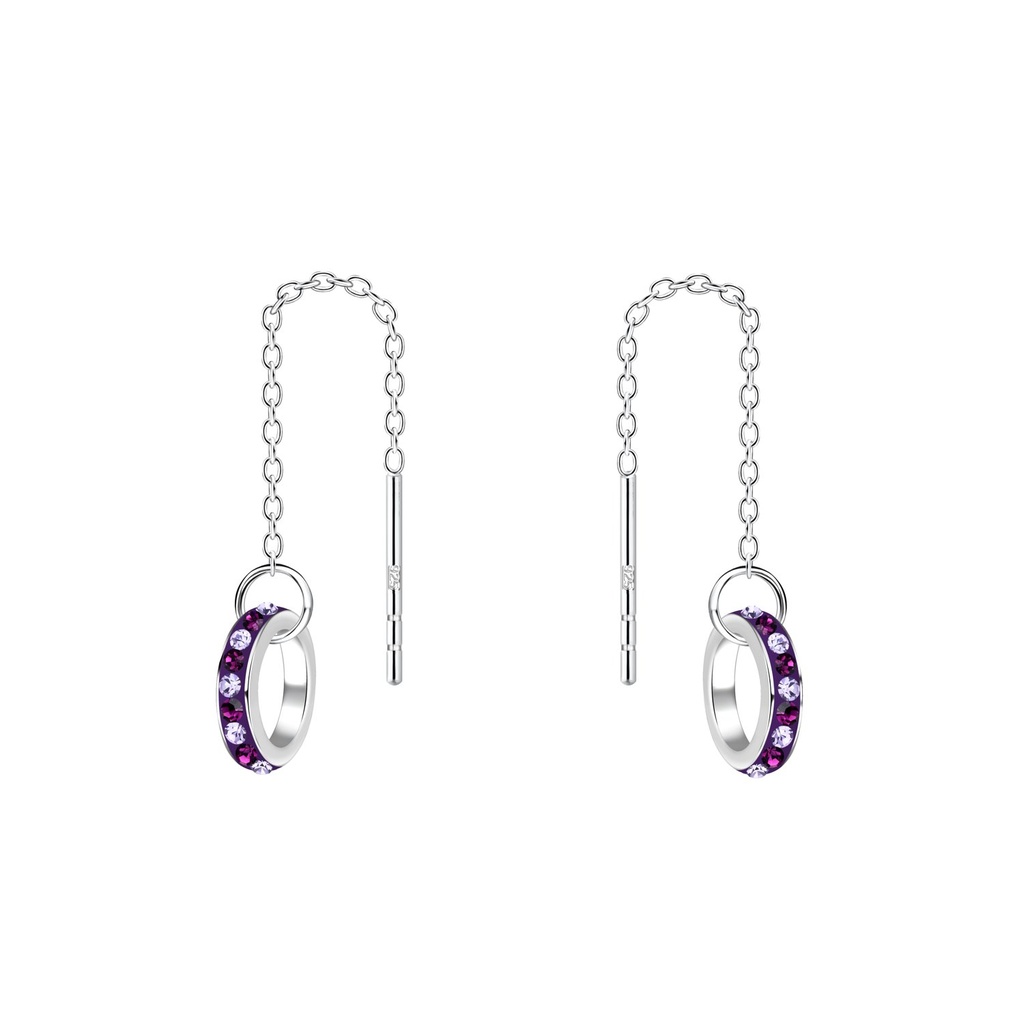 [10016106] Silver Thread Through Crystal Earrings