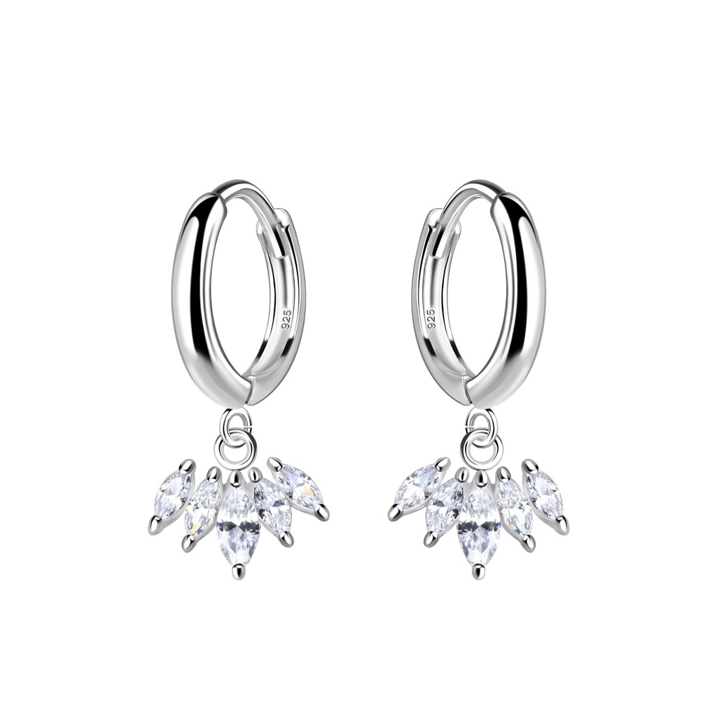 Créoles huggie breloque fleur en argent
