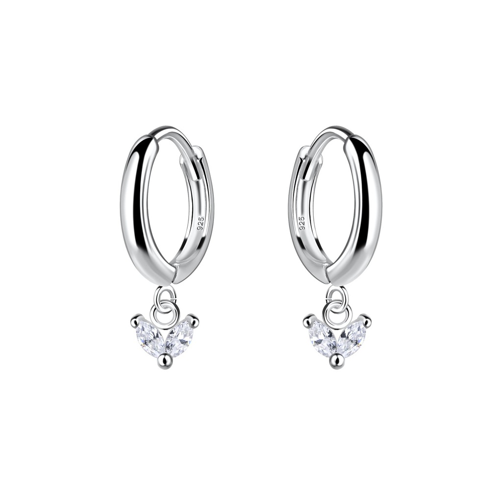 [10030548] Créoles huggie breloque cœur en argent