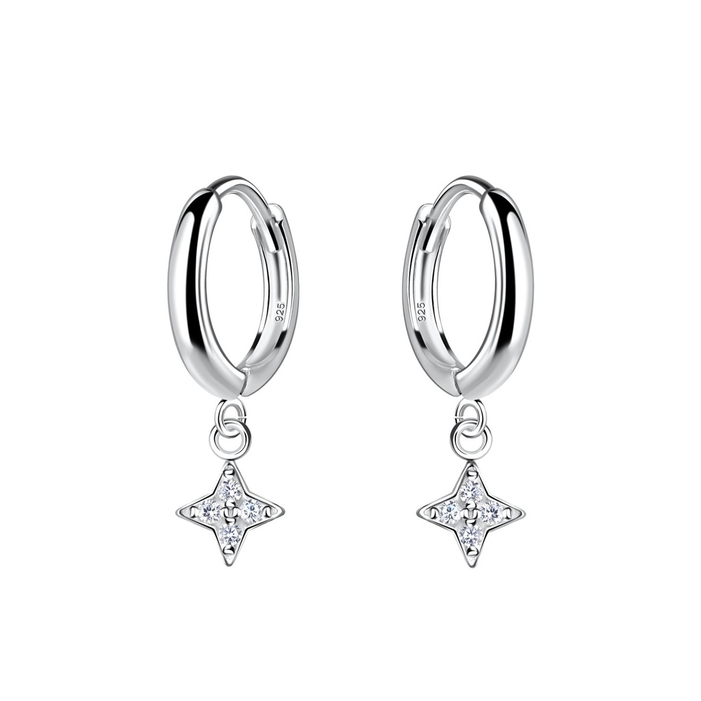 Créoles huggie breloque étoile en argent