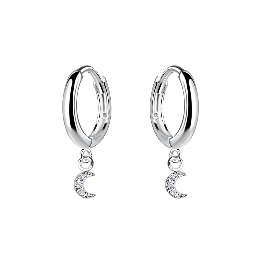 [10030472] Créoles huggie lune en argent