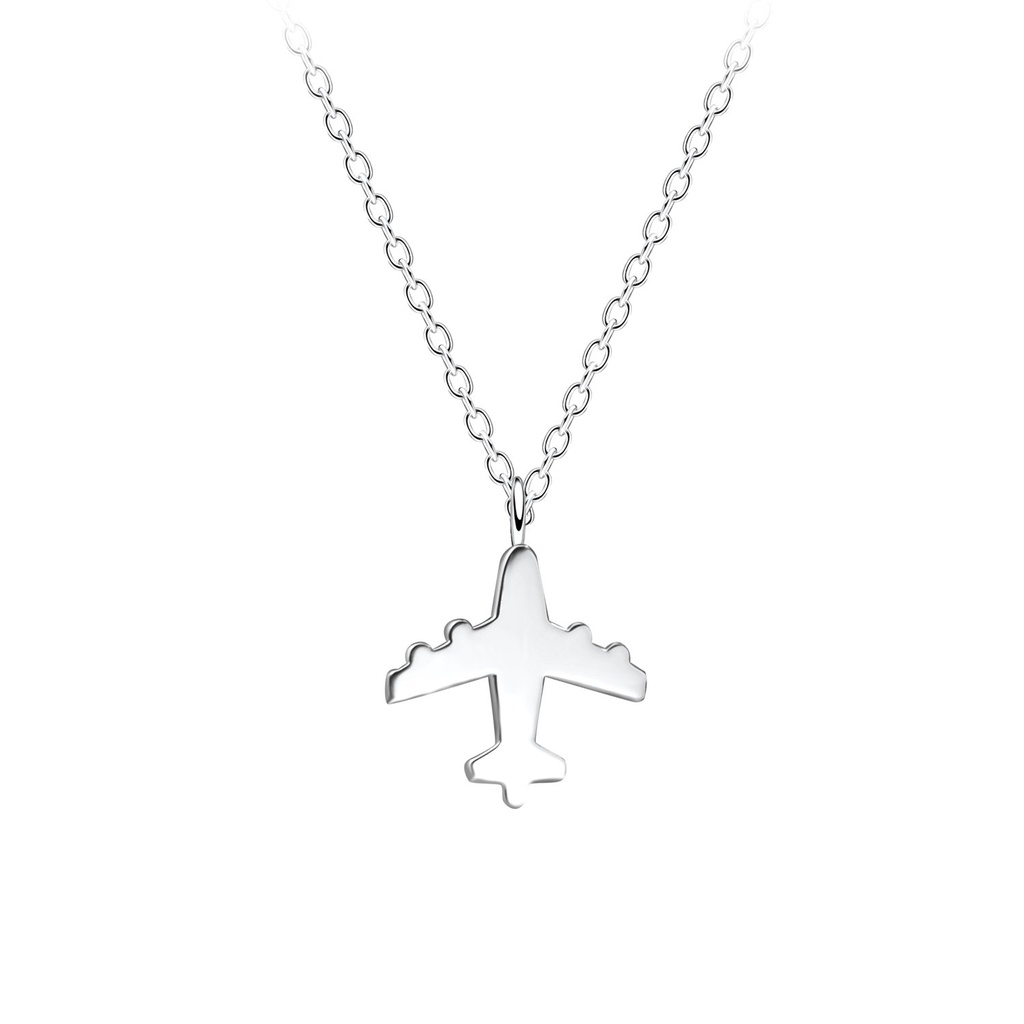 Silver Airplane Necklace