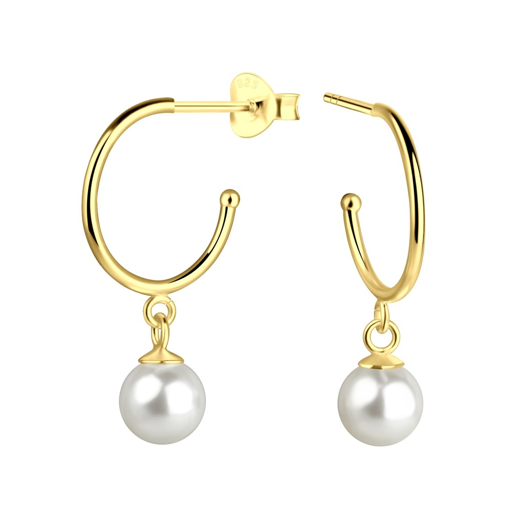 [10028332] Puces d'oreilles perle en argent 6 mm