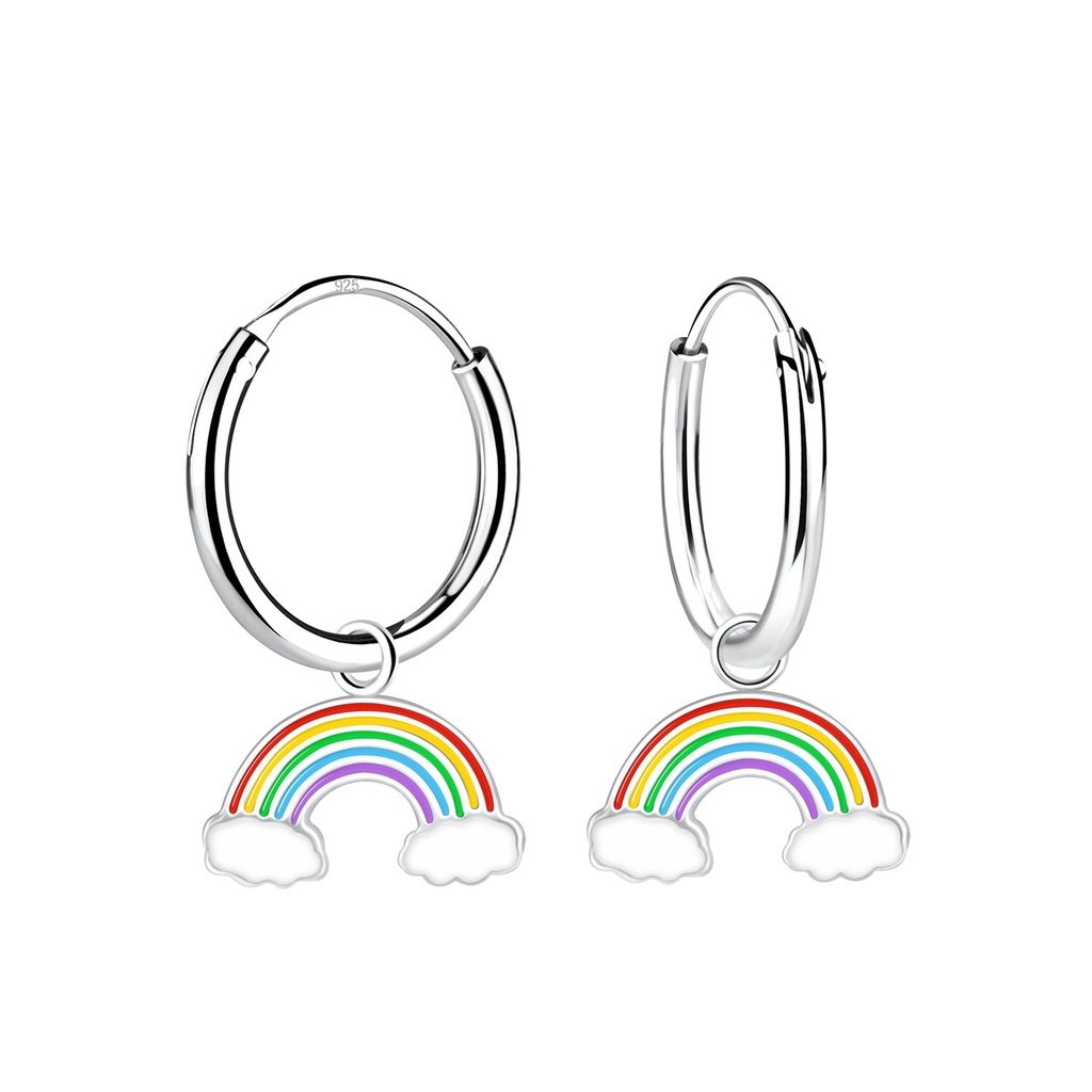 Créoles breloque arc-en-ciel en argent