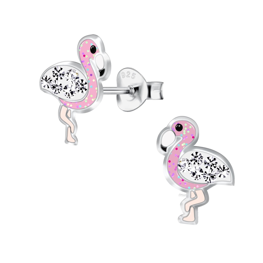 Silver Flamingo Stud Earrings