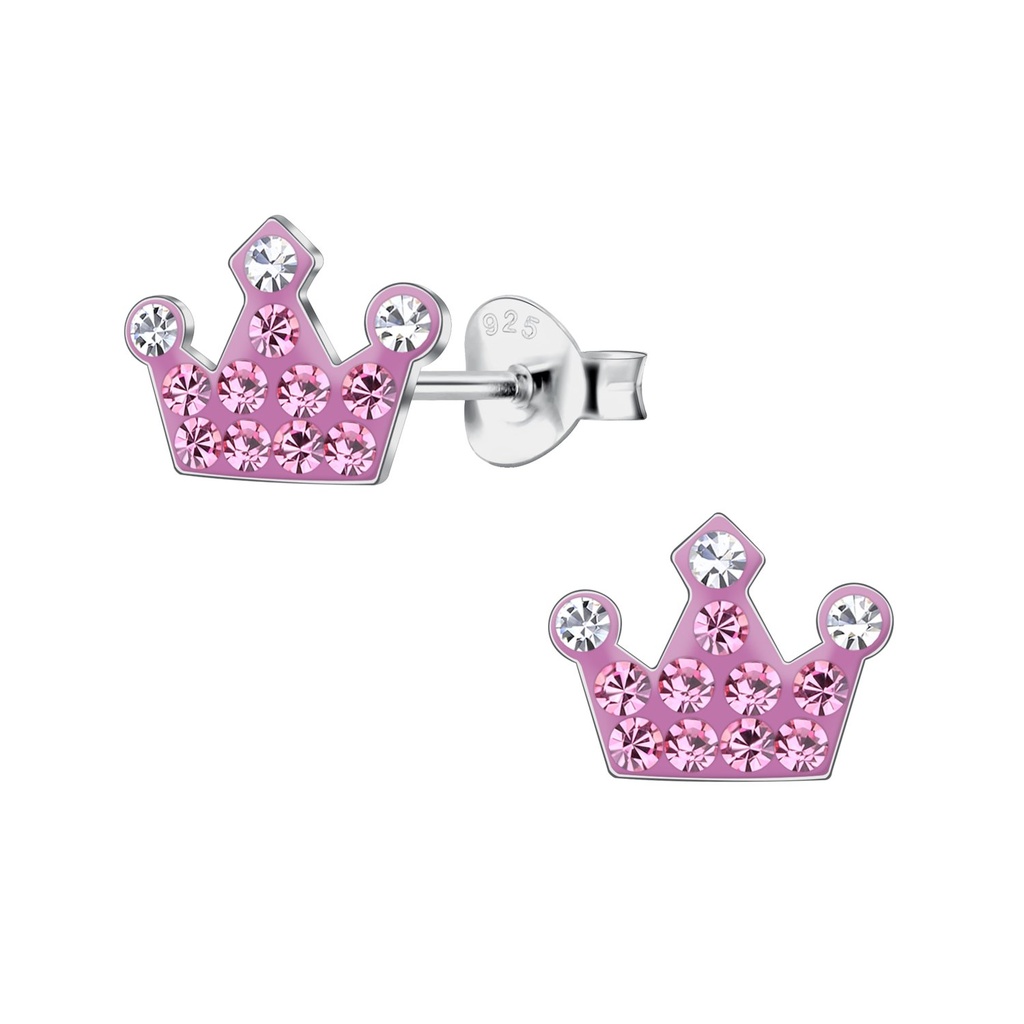 Silver Crown Stud Earrings