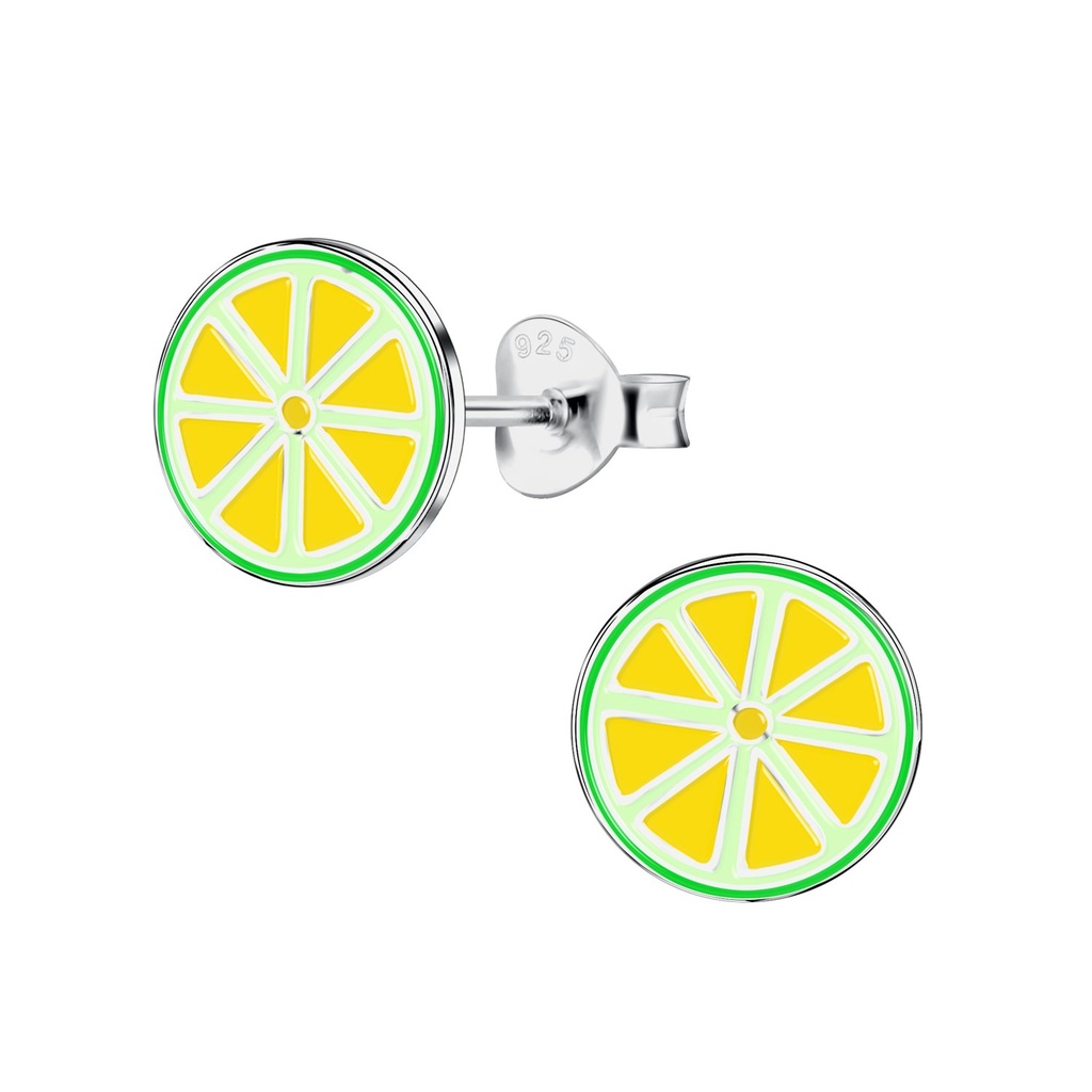 Puces d'oreilles citron vert en argent