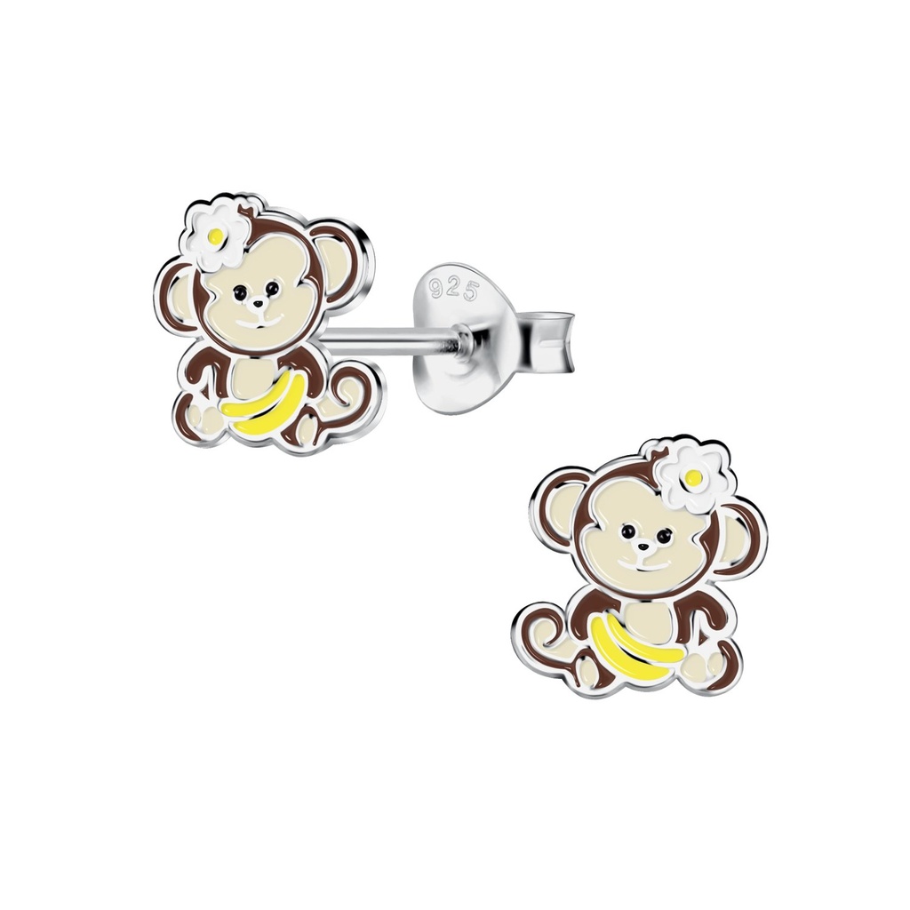 Silver Monkey Stud Earrings