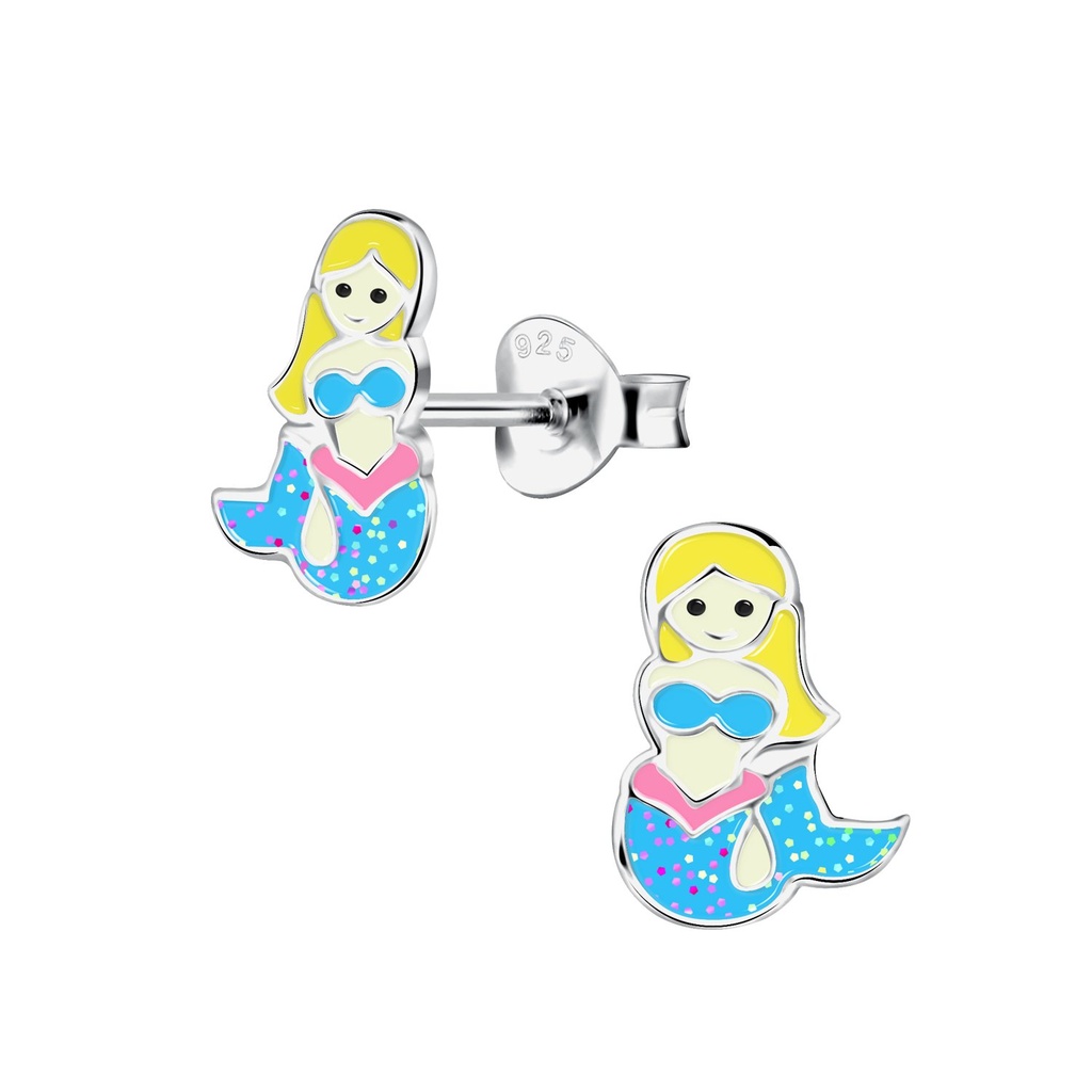 Silver Mermaid Stud Earrings