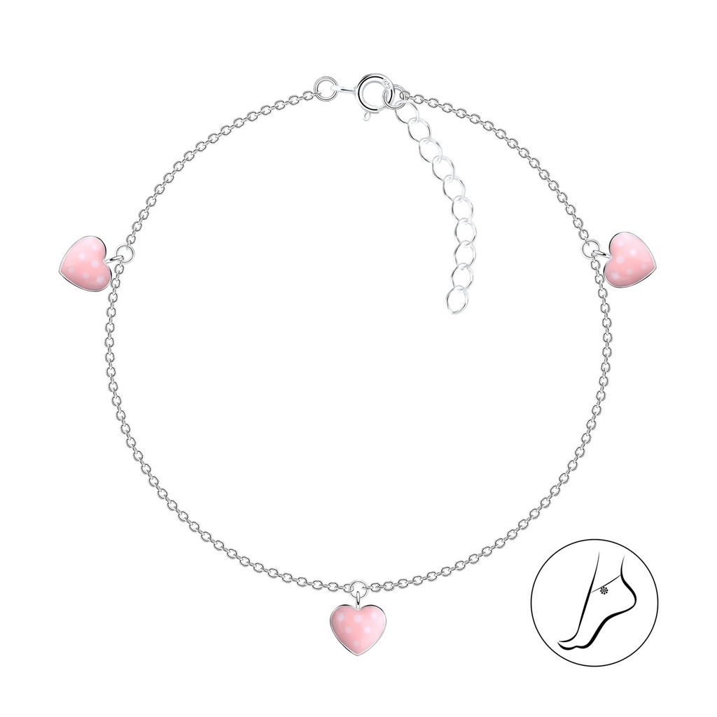 Chaîne de cheville cœur en argent