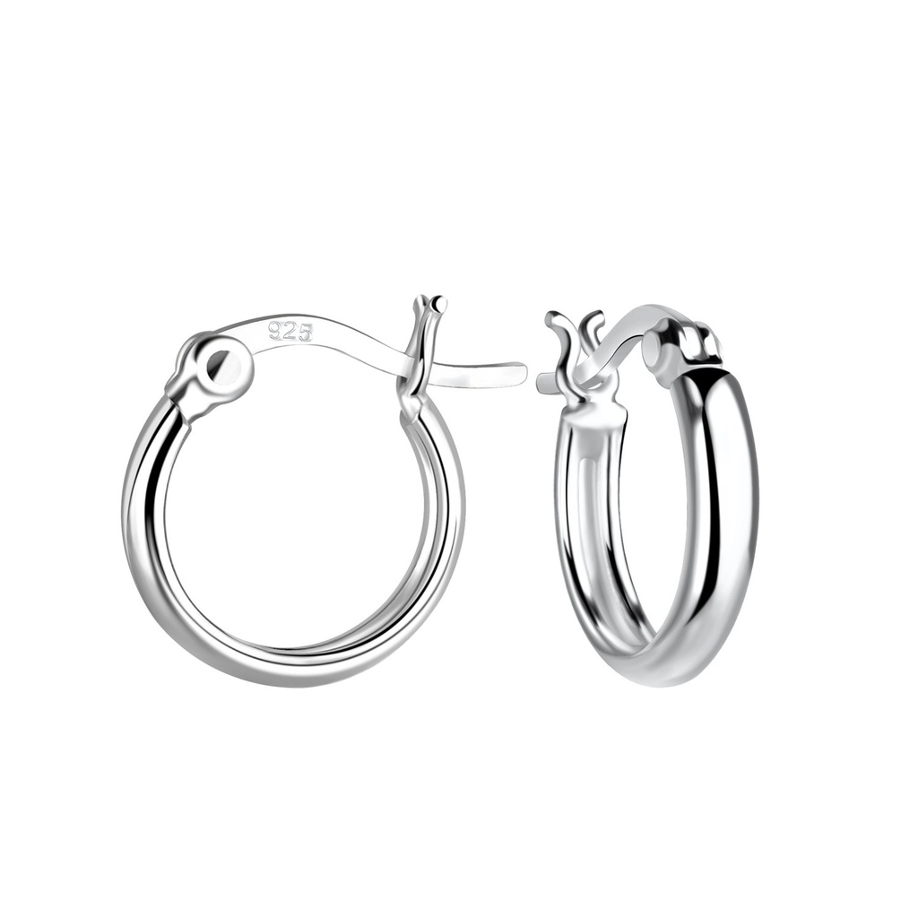 13mm Silver French Lock Hoop Earrings