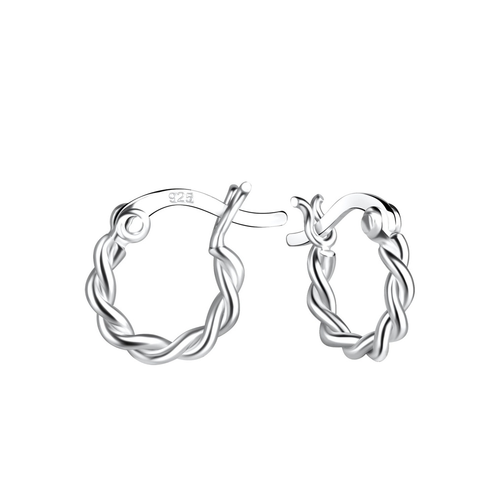 Créoles fermoir français torsadées en argent 10 mm
