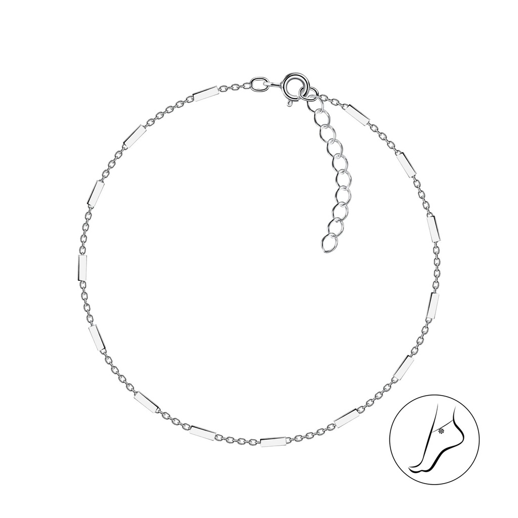 [10020897] 25cm Silver Cable Bar Anklet With Extension