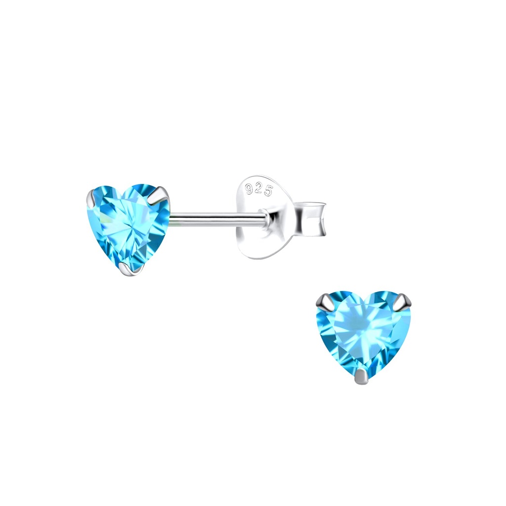 Puces d'oreilles en argent zircon cœur 5 mm