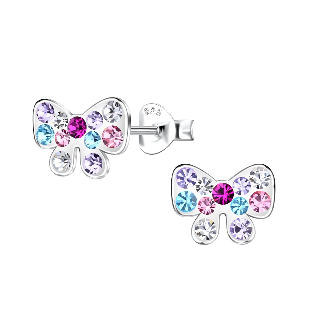 Silver Bow Stud Earrings