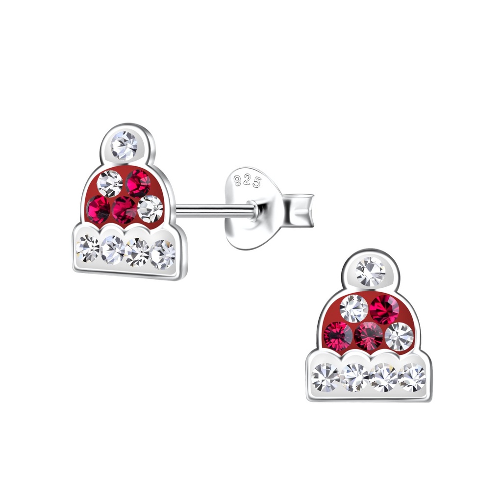 Silver Hat Stud Earrings