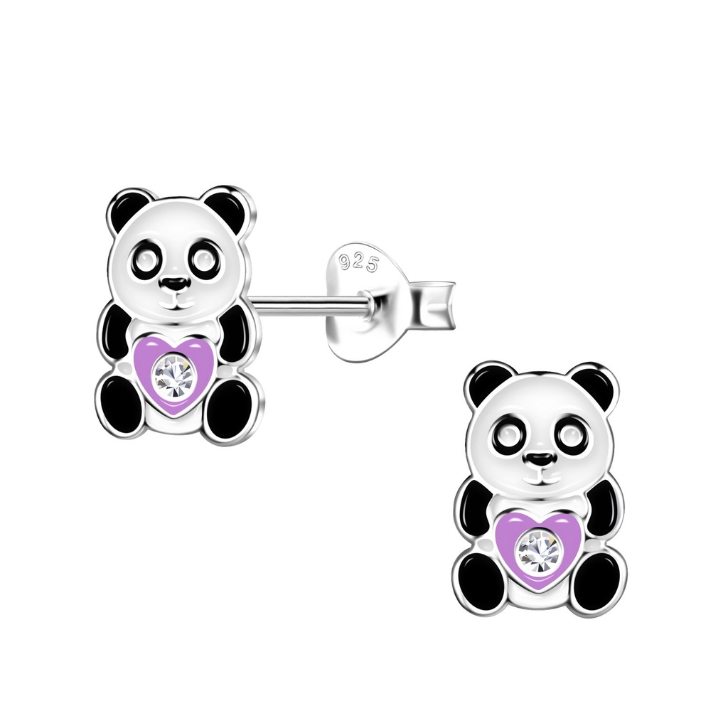 Puces d'oreilles panda en argent