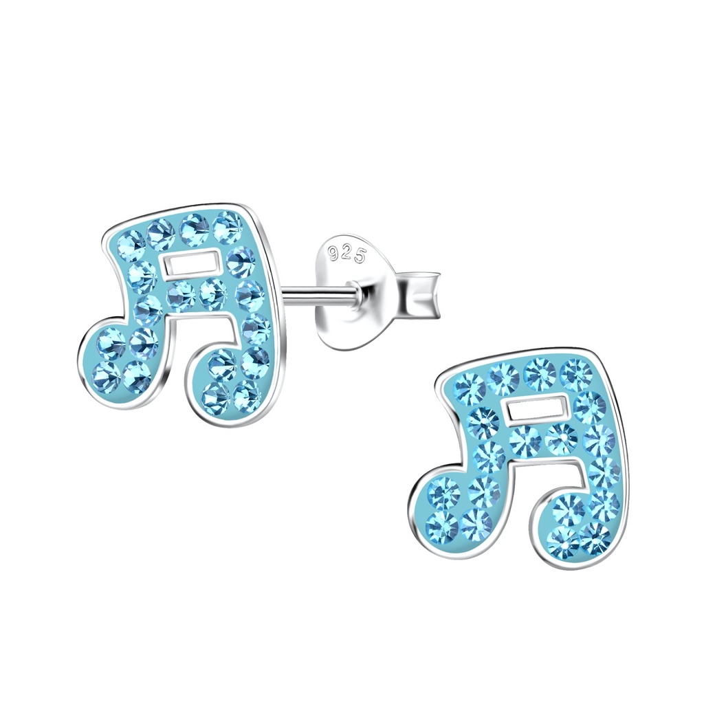 Silver Music Note Stud Earrings
