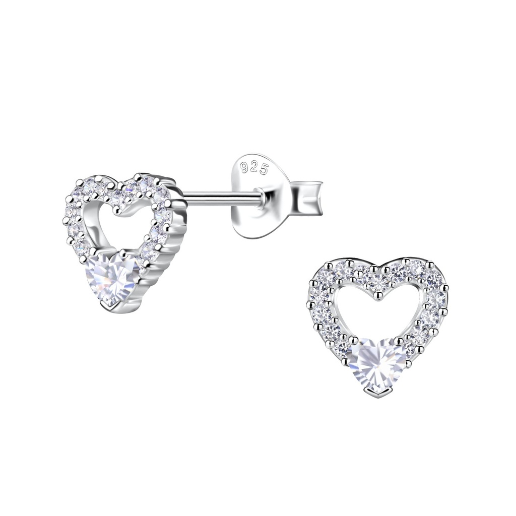 Silver Heart Stud Earrings