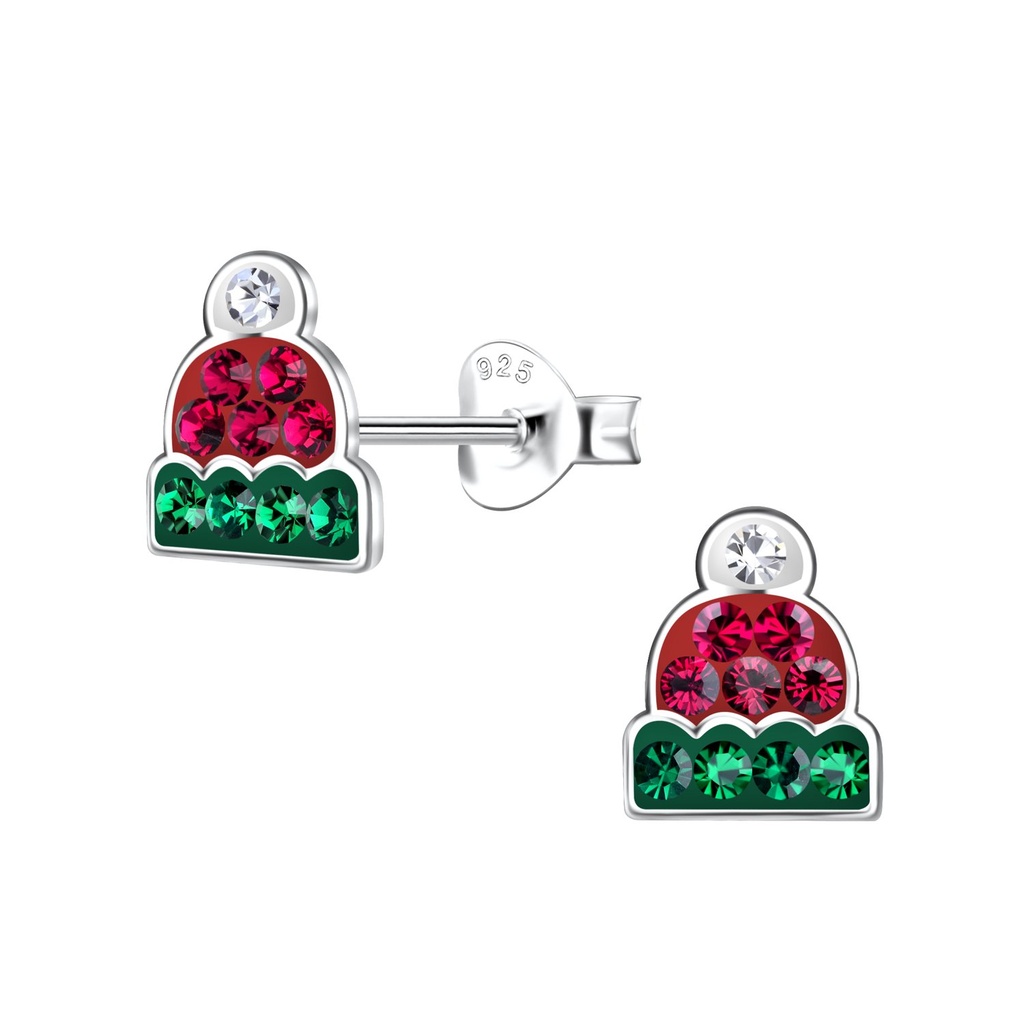 Silver Hat Stud Earrings