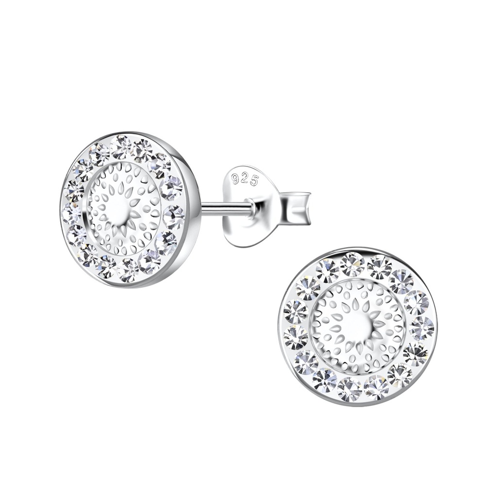 Silver Round Stud Earrings